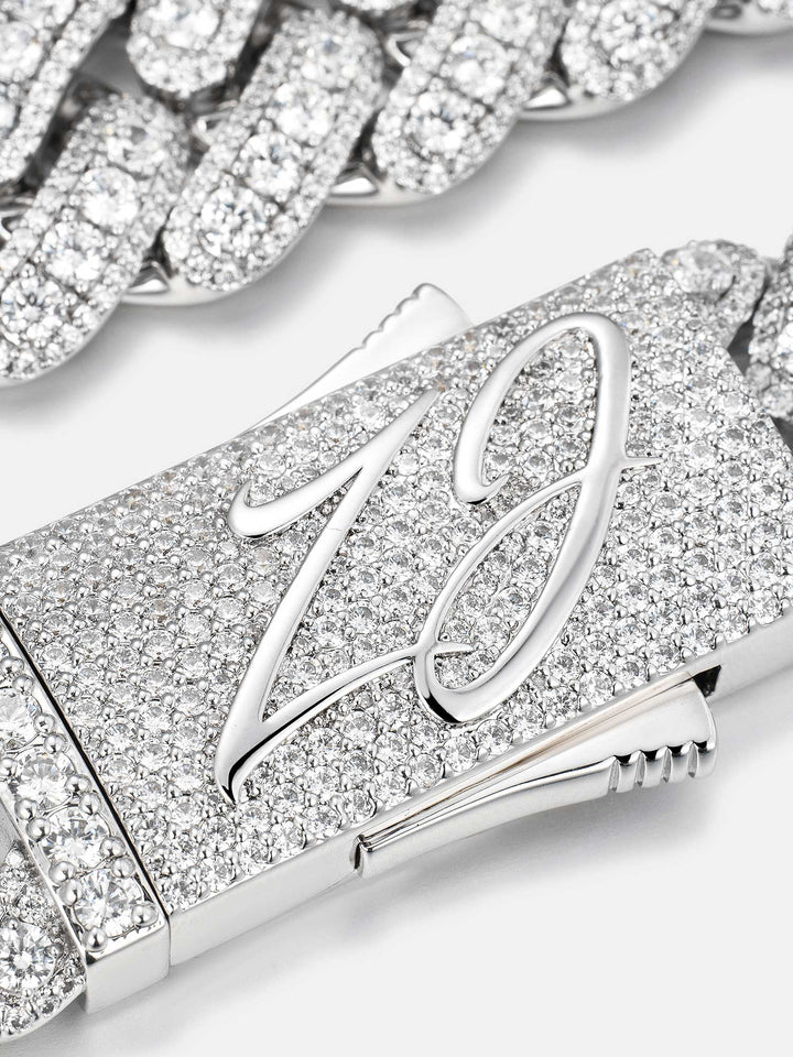 20mm Triple-Row Pave Moissanite Cuban Chain