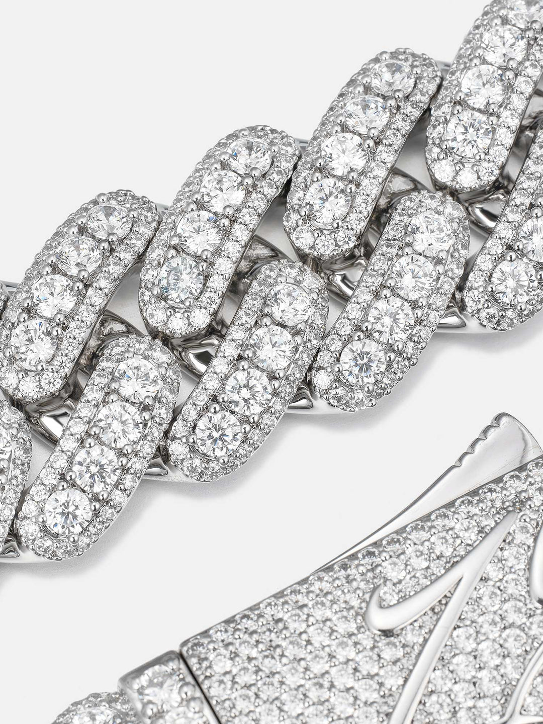 20mm Triple-Row Pave Moissanite Cuban Chain