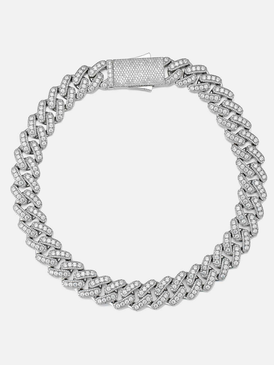 20mm Triple-Row Pave Moissanite Cuban Chain