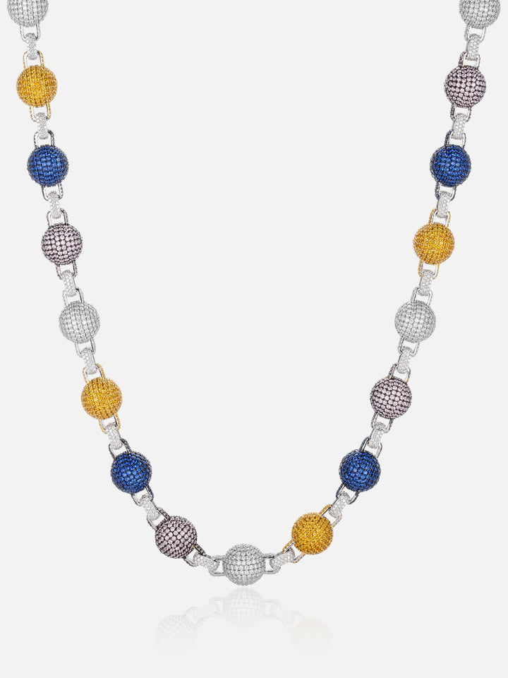 14MM Colored Gem Moissanite Round Ball Trouser Chain