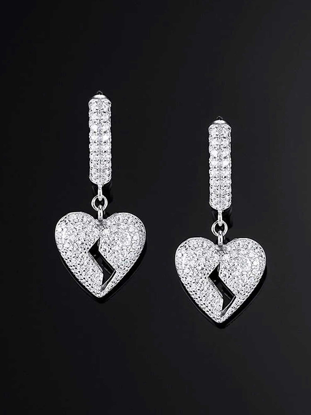 Earrings & Tennis Chain Set in White Gold [2PCS/SET]