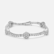 925 Sterling Silver Moissanite Cluster Hexagon Tennis Bracelet