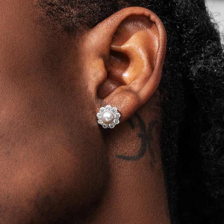 S925 Moissanite Pearl Stud Earrings