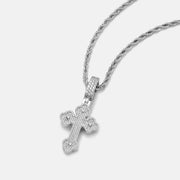 S925 Moissanite Flower Bud Cross Pendant