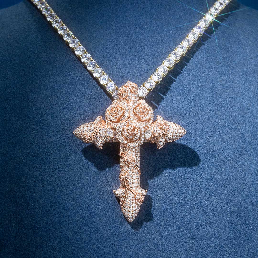 Custom Rose Cross Pendant