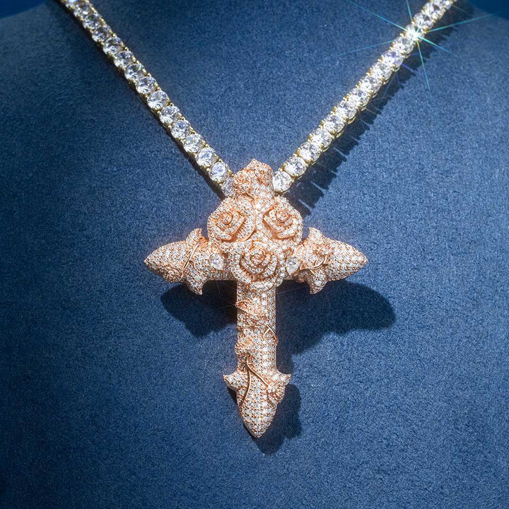 Custom Rose Cross Pendant