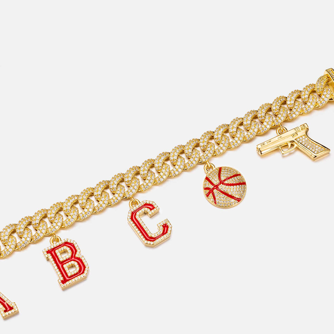 Custom Moissanite Enamel Cuban Bracelet