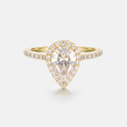14K Real Solid Gold Custom 1.5CT Pear Cut Engagement Ring