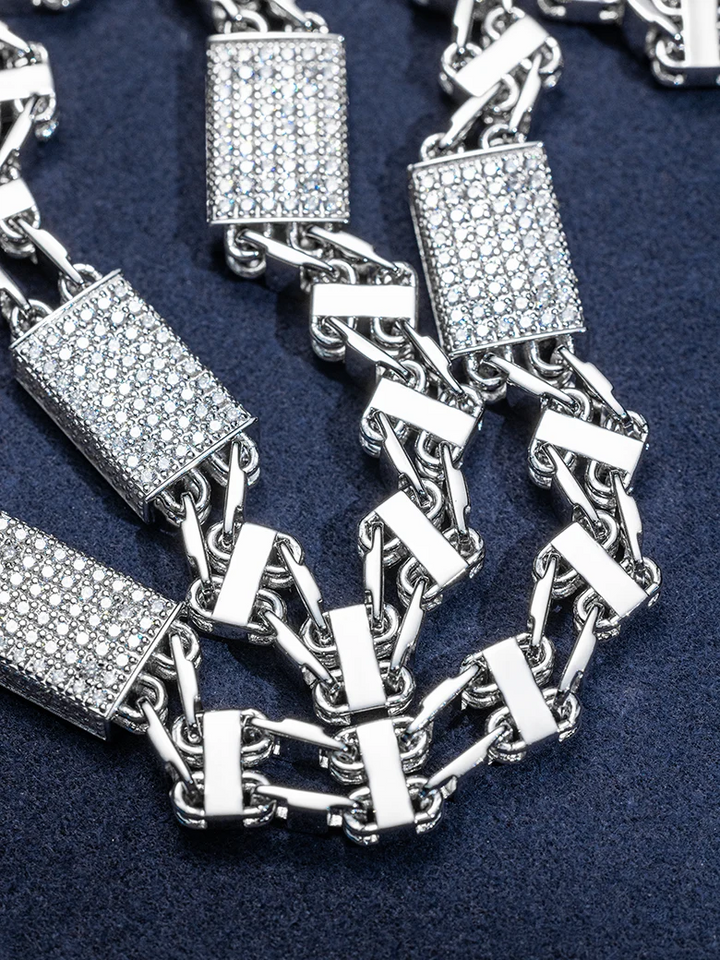 12mm Moissanite Italian Cage Style Chain
