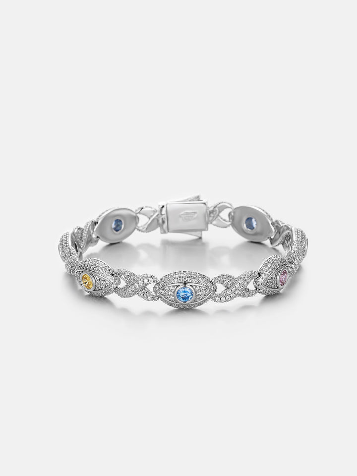 S925 Moissanite Multi Gemstone Evil Eye Eternity Bracelet
