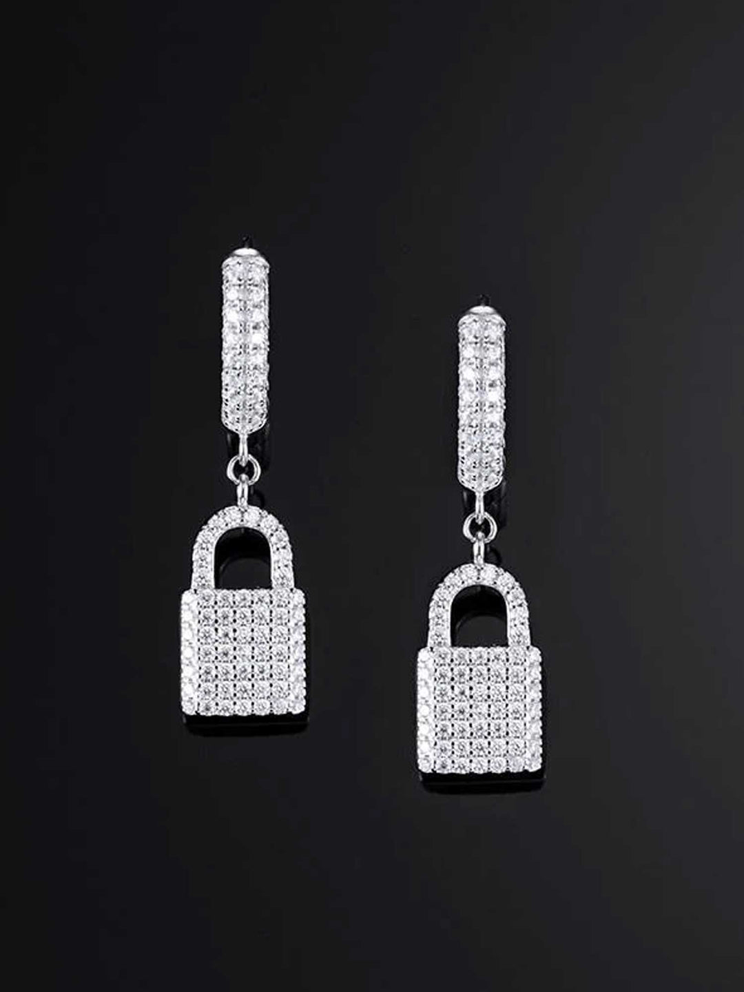 Earrings & Tennis Chain Set in White Gold [2PCS/SET]