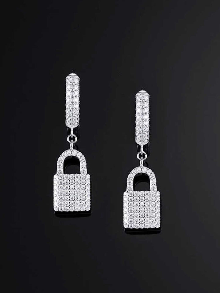 Earrings & Tennis Chain Set in White Gold [2PCS/SET]