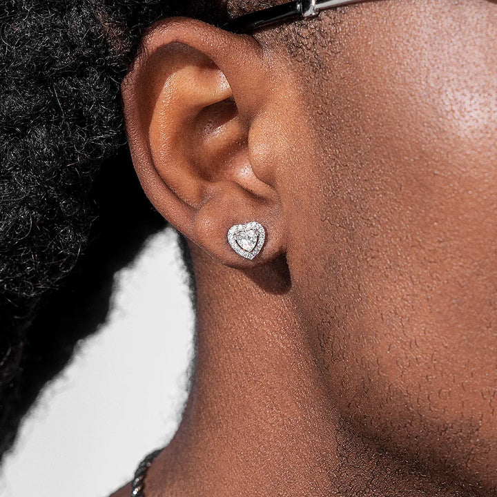 Moissanite Heart Shaped Halo Earrings
