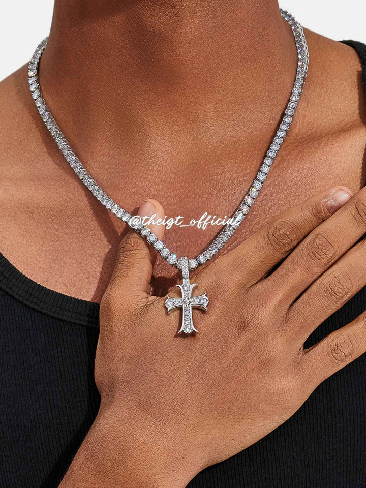S925 Moissanite Fleur Cross Pendant