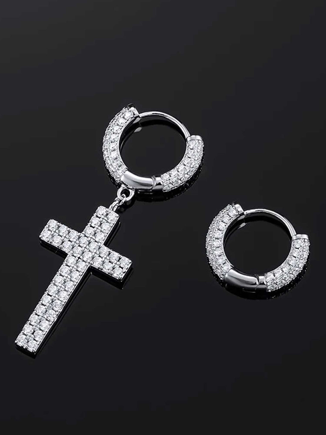 Earrings & Tennis Chain Set in White Gold [2PCS/SET]