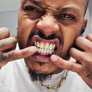Pave & Bezel Set w Pear Cut Drip Diamond Grillz