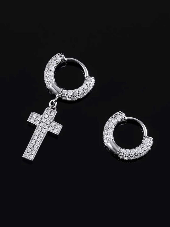 Earrings & Tennis Chain Set in White Gold [2PCS/SET]