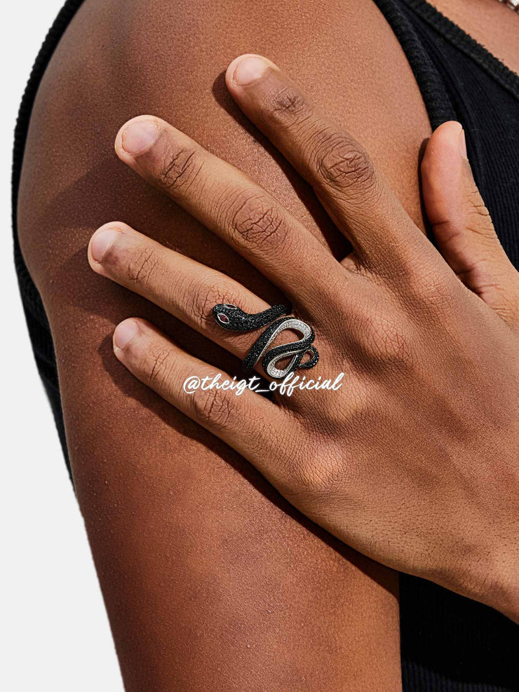 Made To Order Two Tone S925 Black Moissanite Snake Ring