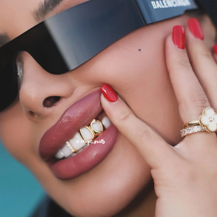 Open Face With Diamond Gap Bar Grillz