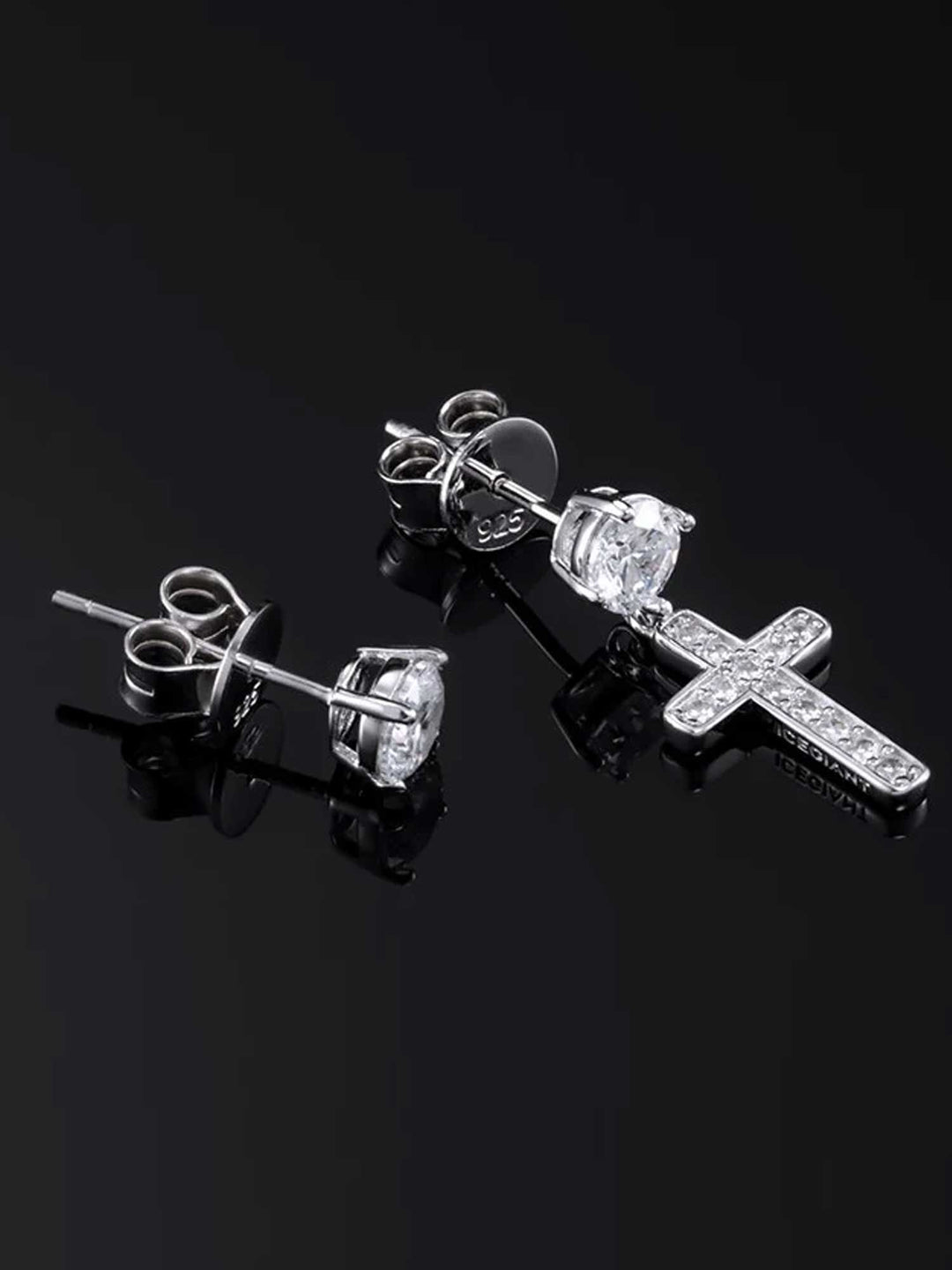 Earrings & Tennis Chain Set in White Gold [2PCS/SET]
