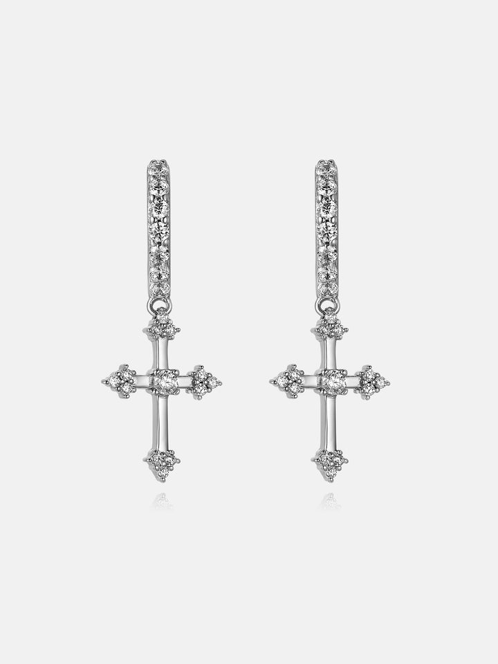 27mm Moissanite Cross Hoop Earrings