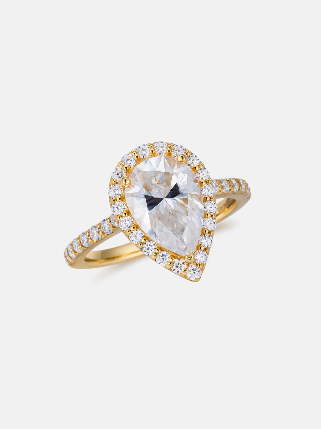 2CT Pear Cut Halo Engagement Ring With Side Diamond