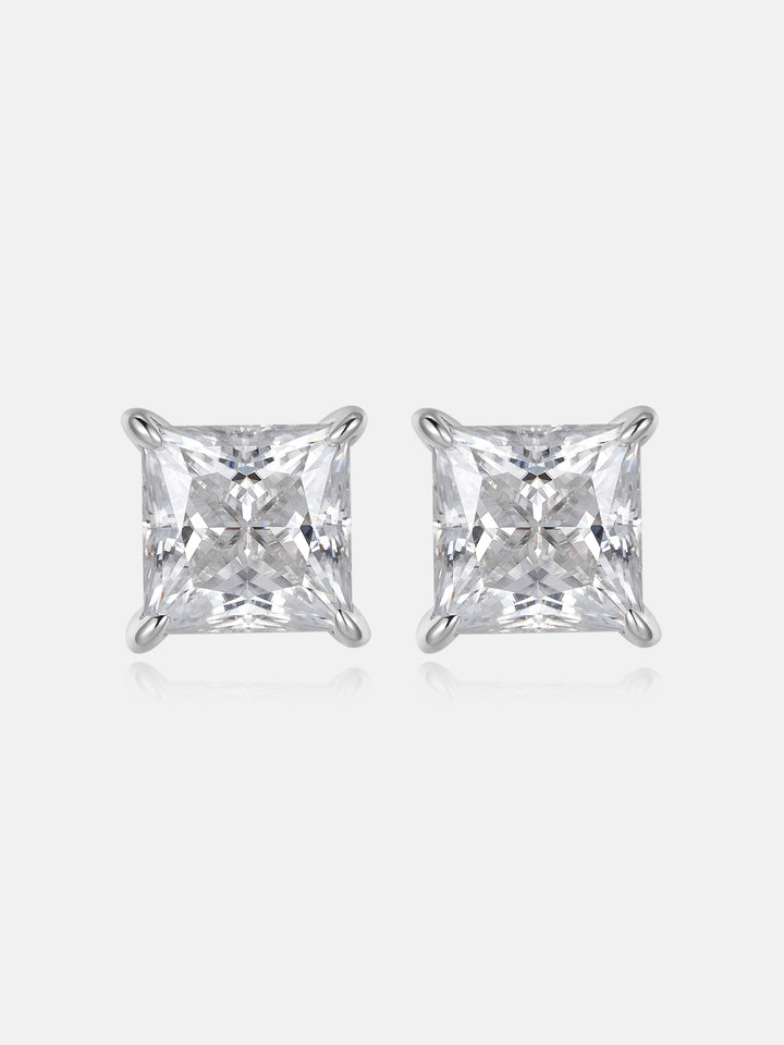 2CT Princess Cut Moissanite Stud Earrings