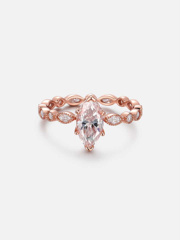 2CT Vintage Marquise Milgrain Moissanite Engagement Ring
