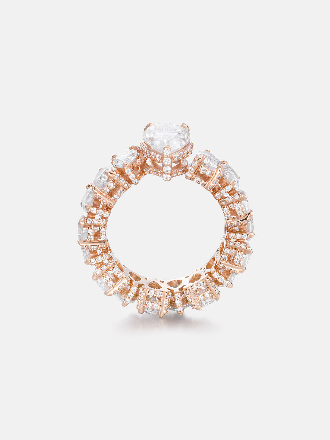 2CT Pear Moissanite Center Pavé Side Pear Eternity Ring - ICEGIANT