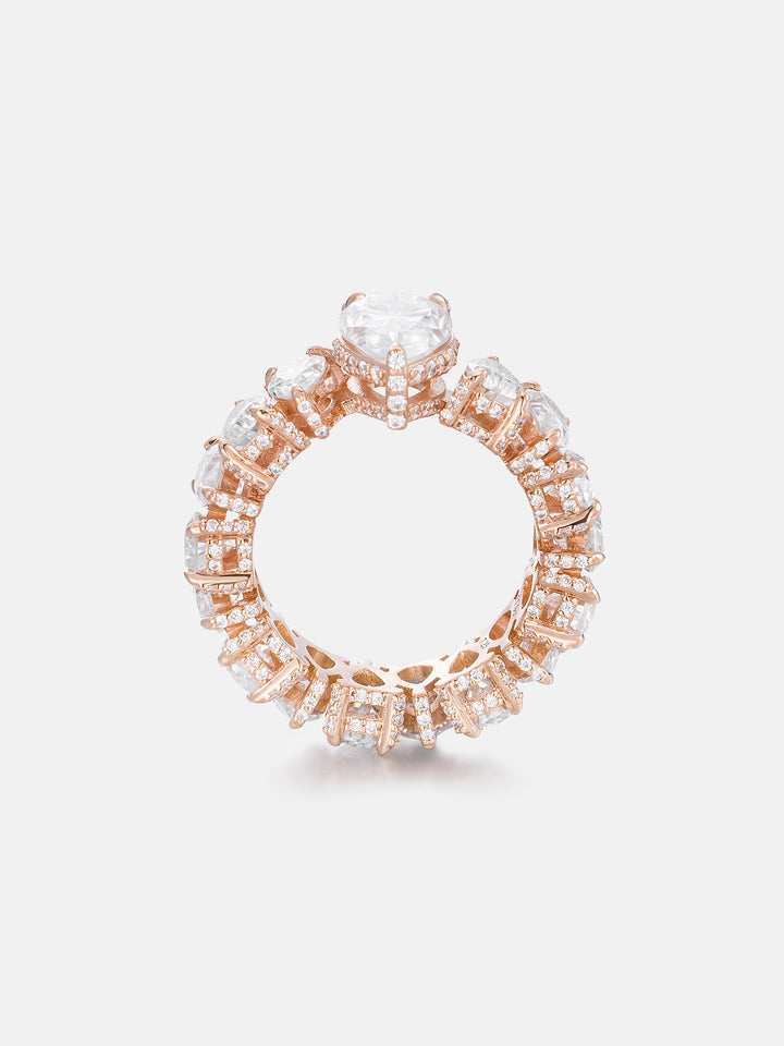 2CT Pear Moissanite Center Pavé Side Pear Eternity Ring - ICEGIANT