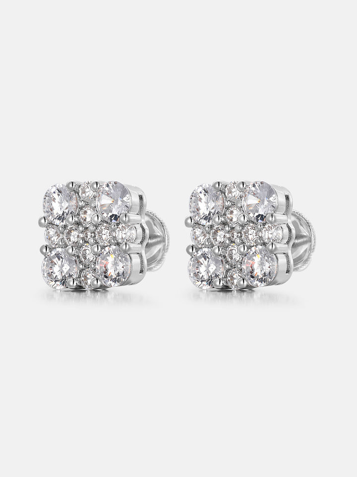 Mixed Size Moissanite Square Cluster Earrings