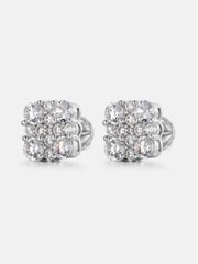 Mixed Size Moissanite Square Cluster Earrings