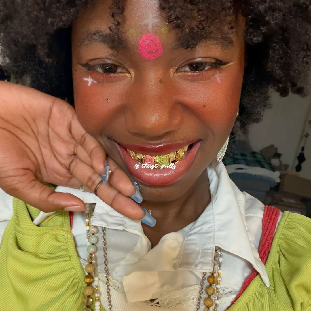 Pink & Green Enamel Swirl Grillz