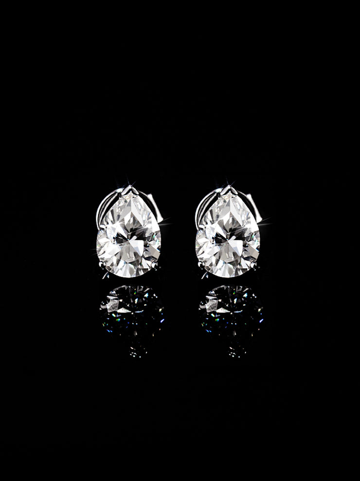 S925 Moissanite Pear Cut Stud Earrings - 2.4 Carat Total