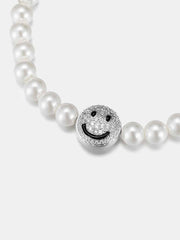 S925 Moissanite Double Sided Smiley & Sad Face Pearl Bracelet