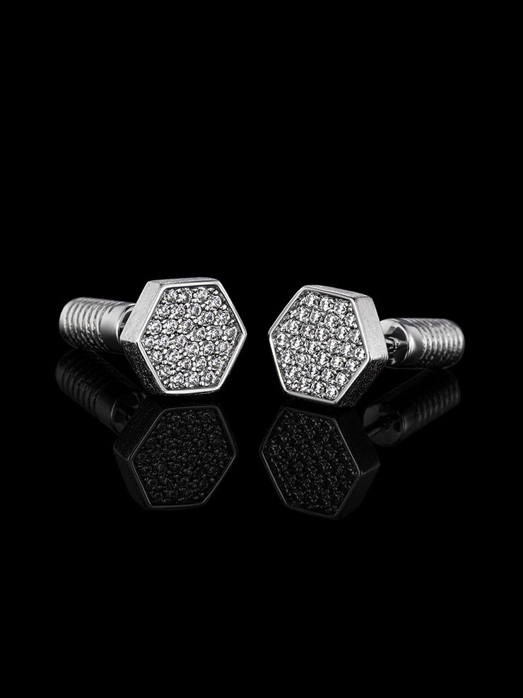 S925 Hexagonal Nut Stud earrings