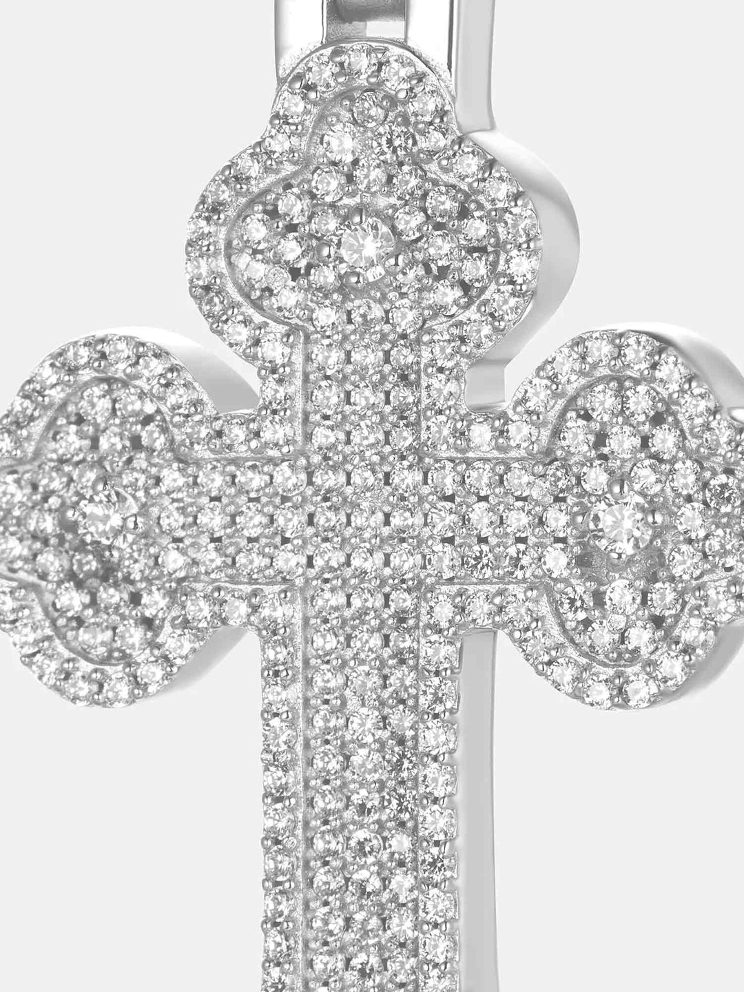 S925 Moissanite Flower Bud Cross Pendant