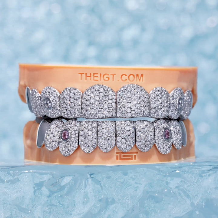 Color Gem On Fang With End Cap Diamond Grillz
