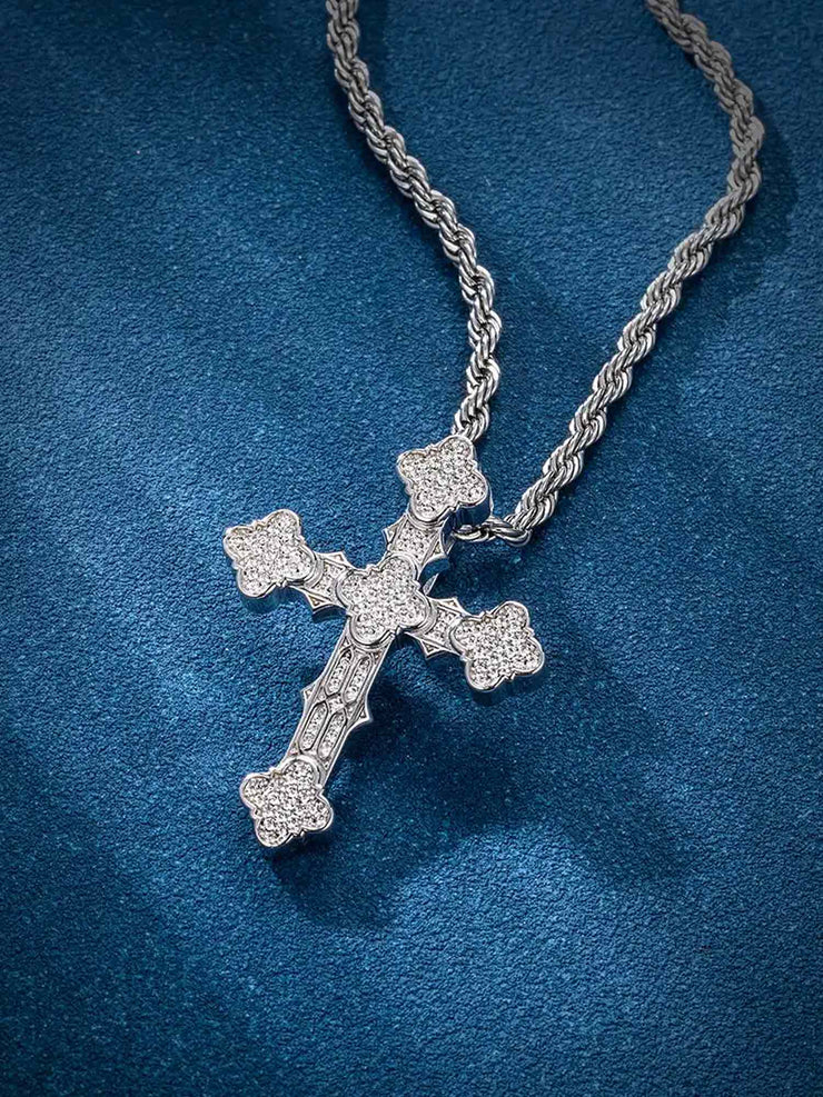 S925 Moissanite Eastern Orthodox Cross Pendant