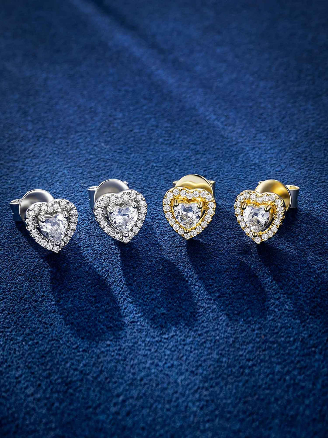 S925 Moissanite Heart Shaped Halo Earrings