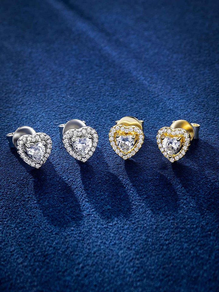 S925 Moissanite Heart Shaped Halo Earrings