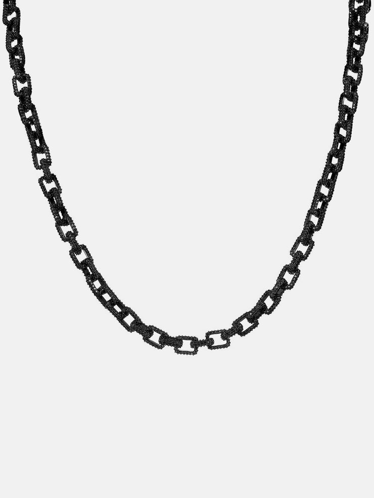 6.5mm S925 Moissanite Rolo Link Chain In Black Gold