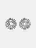 Triple Rows Baguette & Round Moissanite Stud Earrings