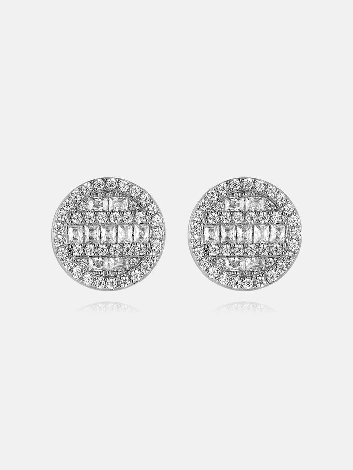 Triple Rows Baguette & Round Moissanite Stud Earrings