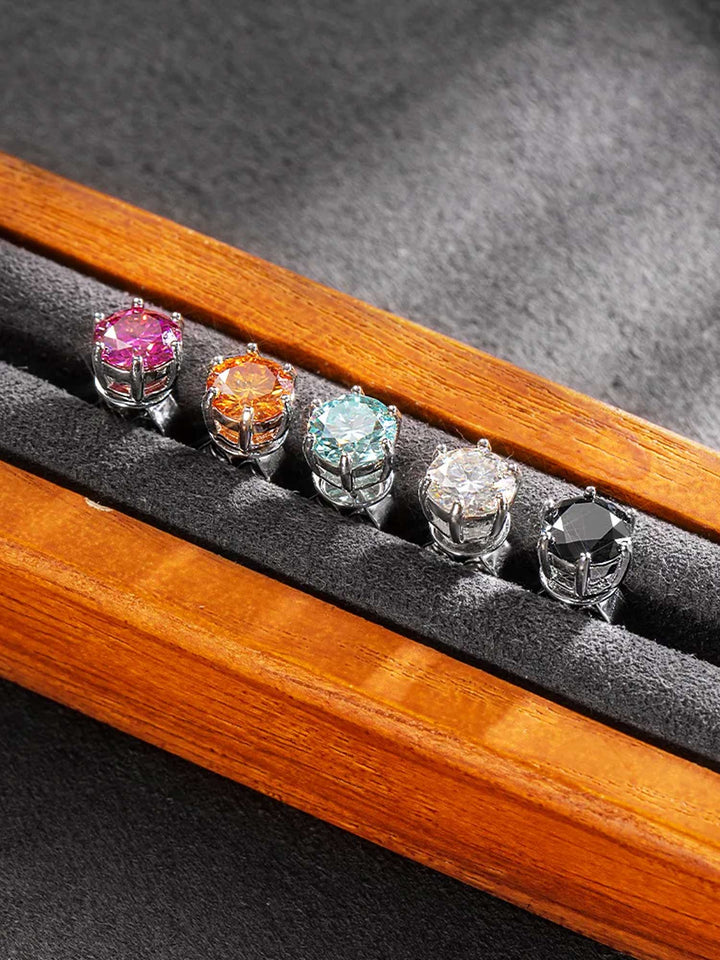 Certified Pink Moissanite Stud Earrings-2.00CT Total