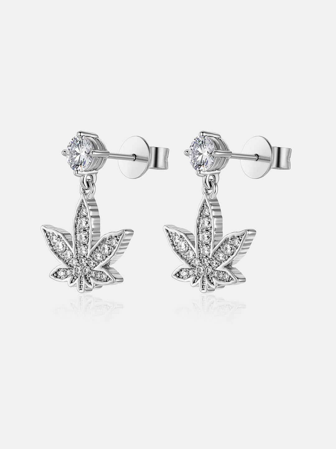 Cannabis Leaf Dangle Moissanite Stud Earrings
