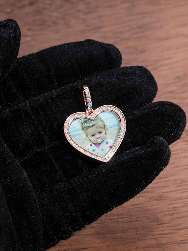 925 Sterling Silver Custom Heart Shaped Picture Pendant