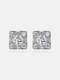 Square Shape Round Moissanite Cluster Earrings