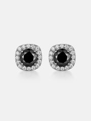 Black Moissanite Square Stud Earrings - 3.4 Carat Total