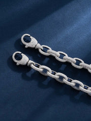 10mm S925 Moissanite Rolo Link Chain